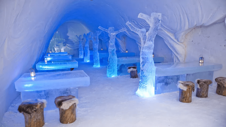 SnowCastle Ice Restaurant, Finland a unique restaurant dining experience inside an ice-built castle.