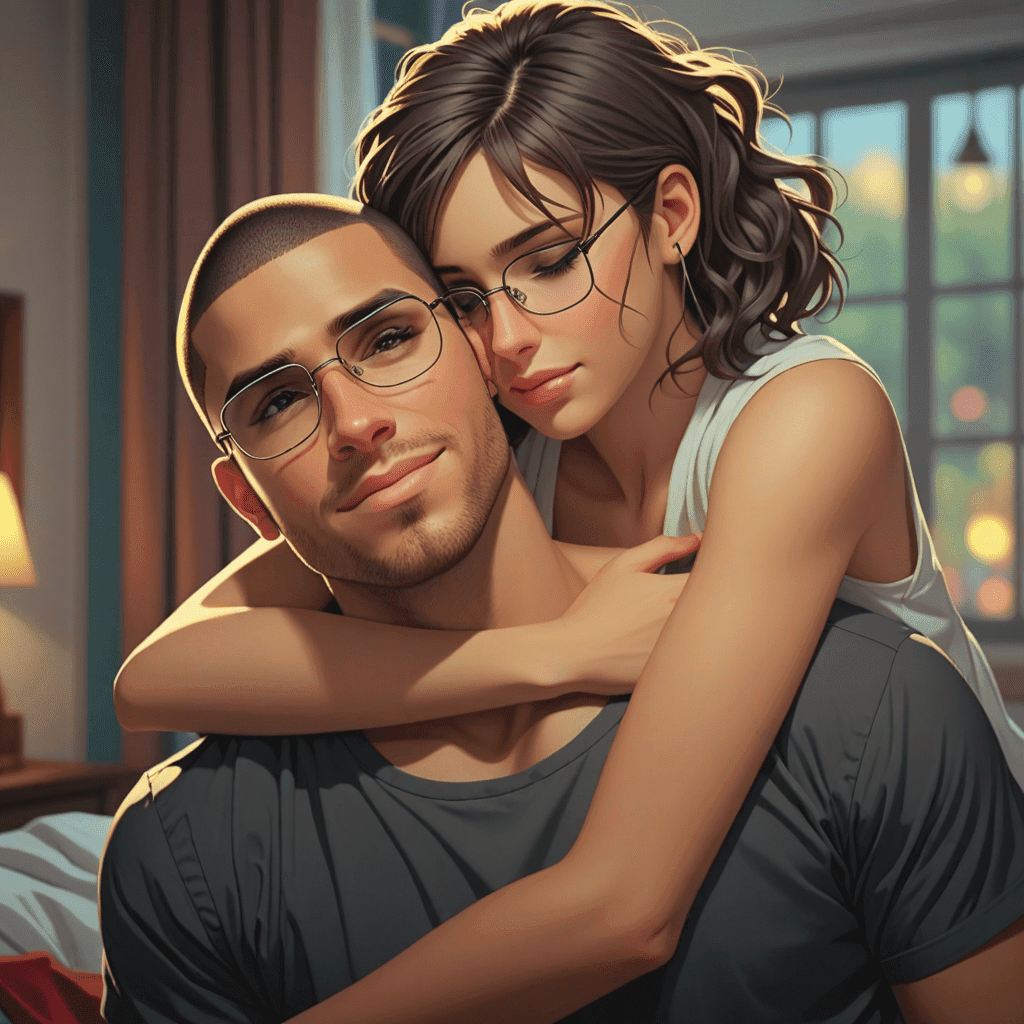 A woman is using an AI boyfriend app on her smartphone to chat with her virtual partner.