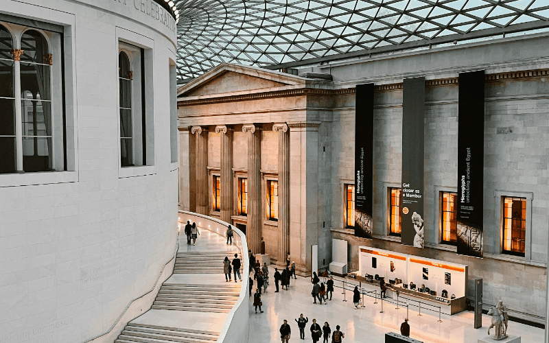 British Museum in London, showcasing global history and culture.