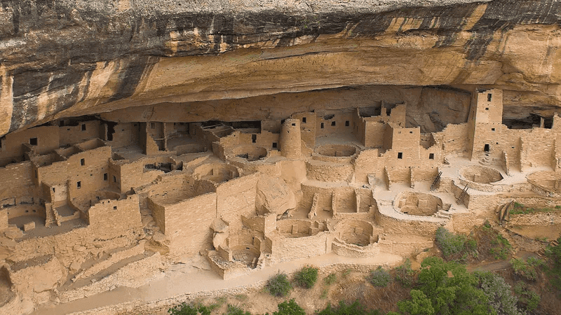 Cliff dwellings carved into the canyon walls at Mesa Verde National Park