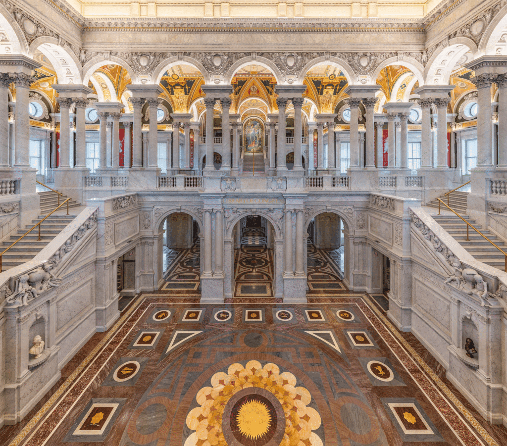 Library of Congress interior dome with intricate architectural details