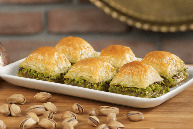 Sweet and flaky Turkish Baklava layered with nuts and honey, showcasing Turkey’s richness among the countries with the best food.
