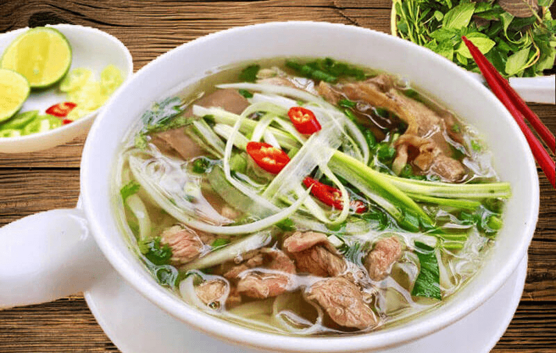 Fragrant Vietnamese Pho made with rice noodles, beef, and herbs, making Vietnam one of the countries with the best cuisines