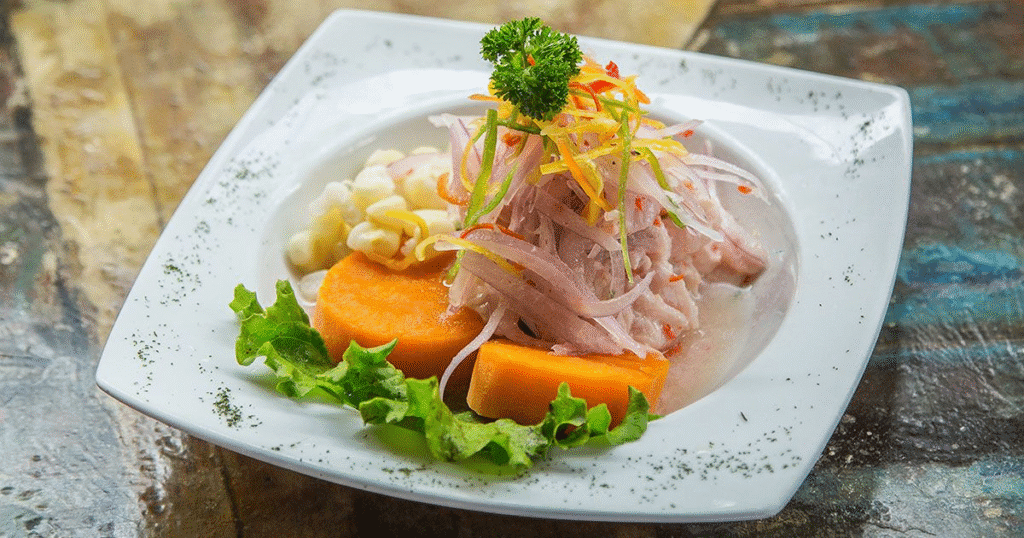 Traditional Peruvian Ceviche made with fresh fish, lime juice, onions, and chili, showing why Peru ranks among the countries with the best cuisines.