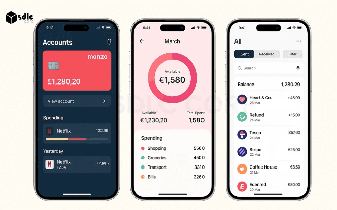 Monzo helps users save smarter by creating automatic savings pots and providing clear expense tracking.