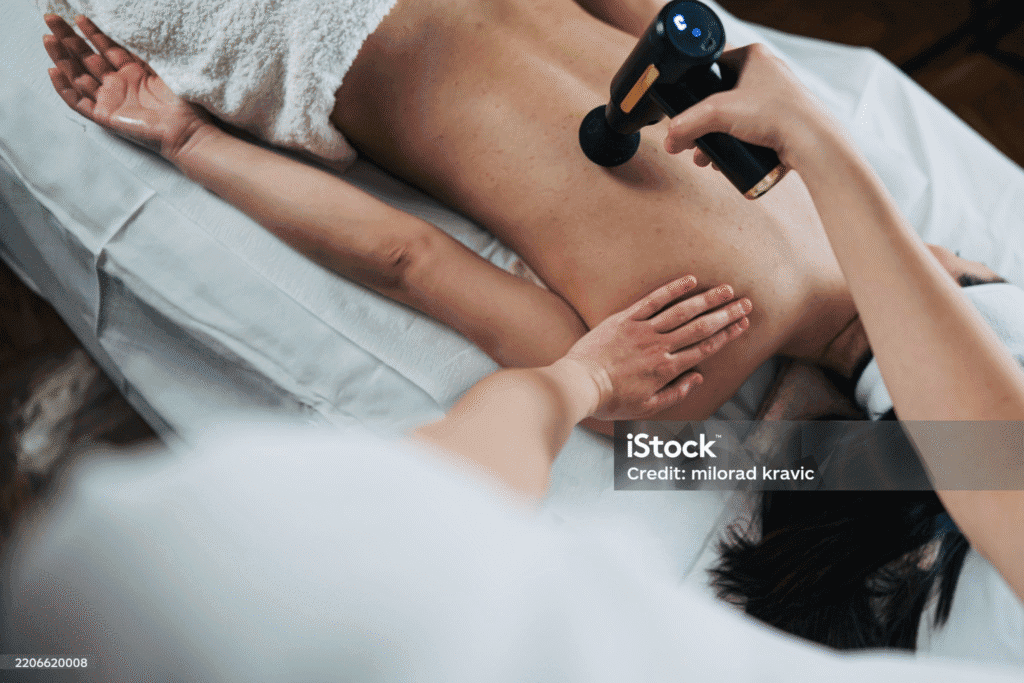 Massage hammer with infrared therapy that relieves stress, tiredness, and muscle tension.