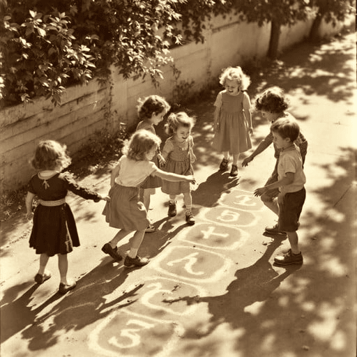 How Kids played hopscotch and neighborhood games in the 1980s.